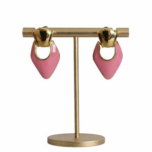Vintage Pink Enamel Door Knocker Statement Earrings 80s–90s Glam